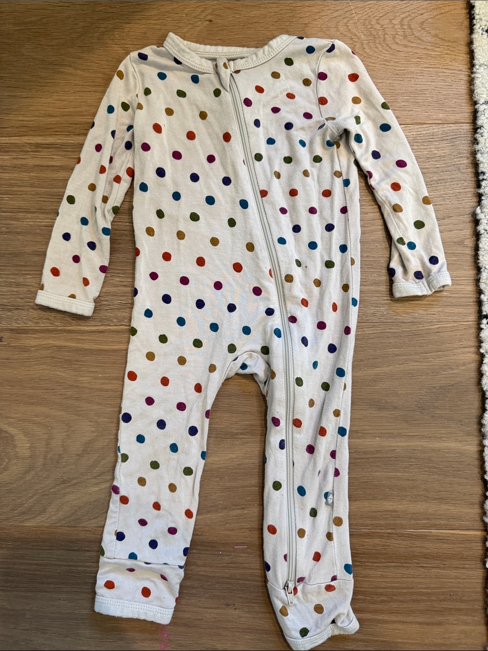 Kyte BABY Cream Footie with Multicolor Polka Dots